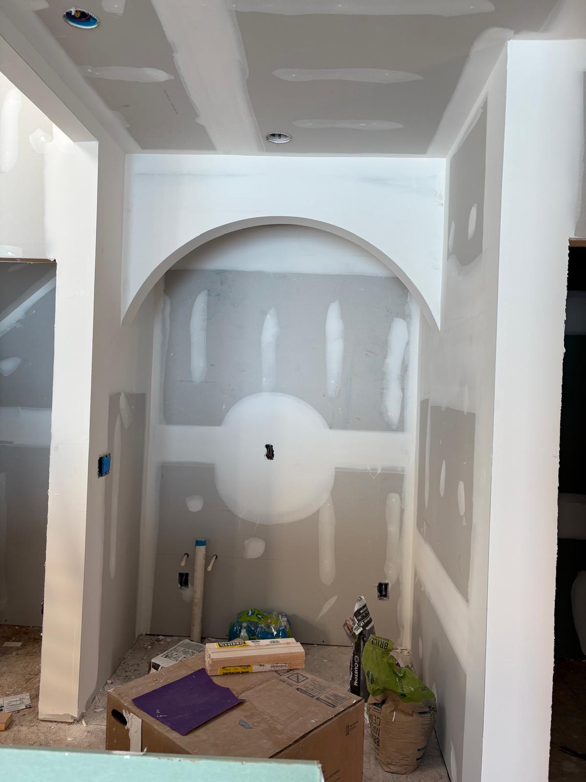 Arched niche in drywall