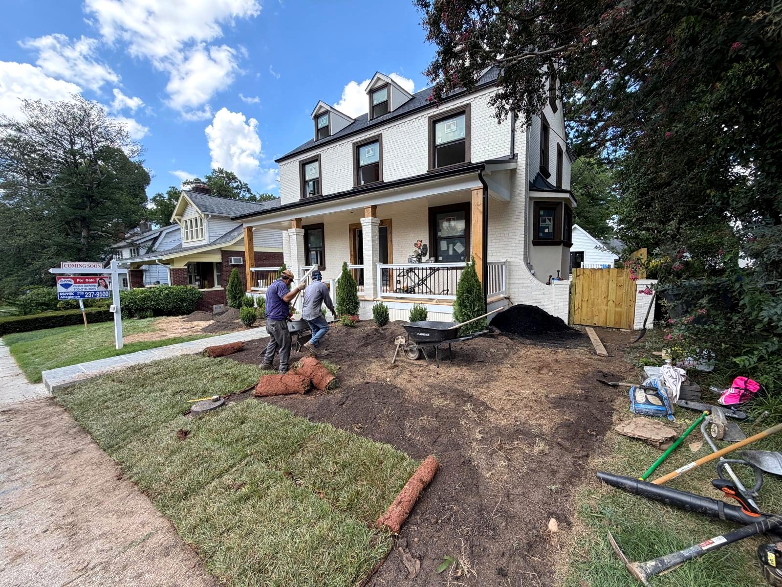 Sod installation and final grading